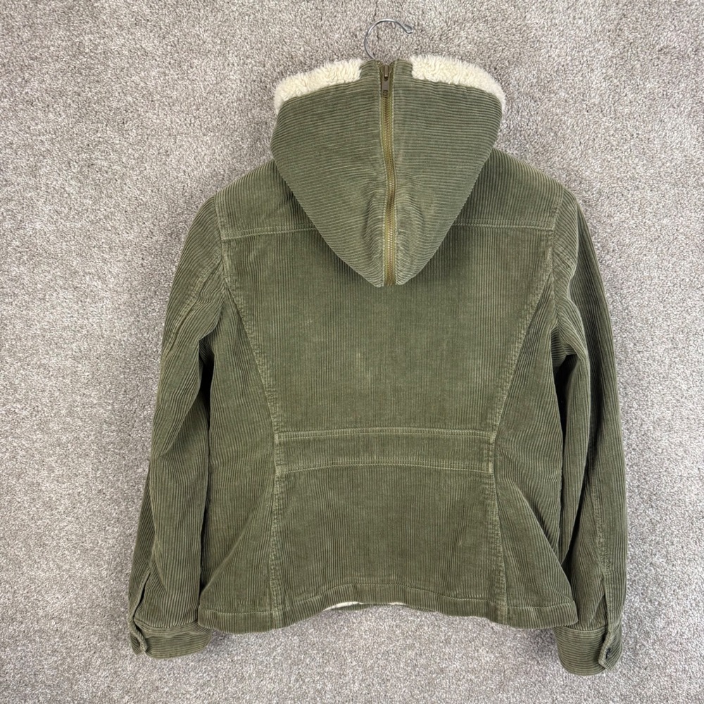 Vintage J. Crew Green Corduroy Hooded Jacket Sherpa Lined Womens Medium - Picture 3 of 7